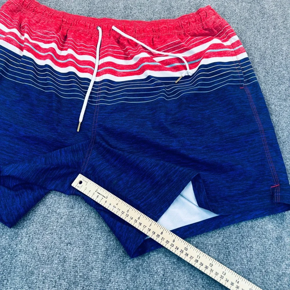 Vineyard Vines Men's 3XB Chappy Swim Trunks Red White Blue Striped Board Shorts